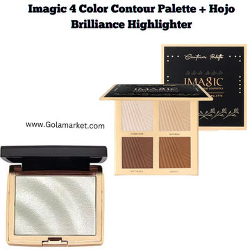 (Combo of 2) Imagic Professional Cosmetics 4 Color Contour Palette + Hojo Brilliance Highlighter