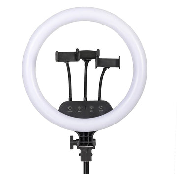 TecGola 18 Inch LED Selfie ring light with stand - 7 Ft. Stand + Touch Button + Remote + 3 Mobile Holder