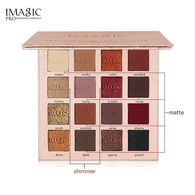 16 colors in one palette,matte and glitter eyeshadow combine