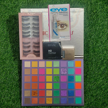 (5 in 1 combo) UCANBE 48 Exotic Eyeshadow Palette + Imagic Loose Powder + IMAGIC Eyelashes + Imagic Gel Eyeliner +  Eyelash Glue