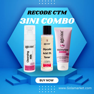 Recode (3 in 1 combo) Recode 5% Glycolic Toner + Recode Moisturizer With Goat Milk in Tube + Recode Cleansing Milk