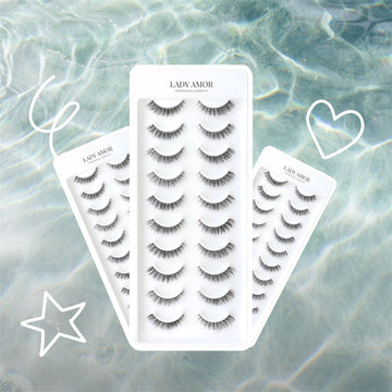 LADY AMOR Faux Mink Hair Eyelashes - Hand Made & Transparent Band