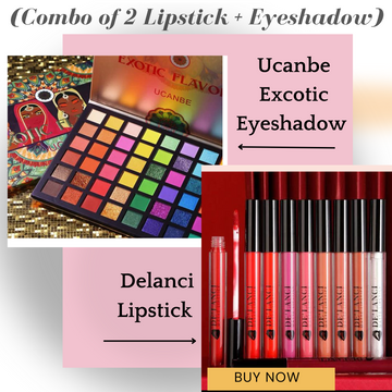 Ucanbe Excotic Eyeshadow + Delanci Lipstick Combo (2 in 1)