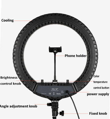 TecGola 18-Inch LED Selfie Ring Light With Stand